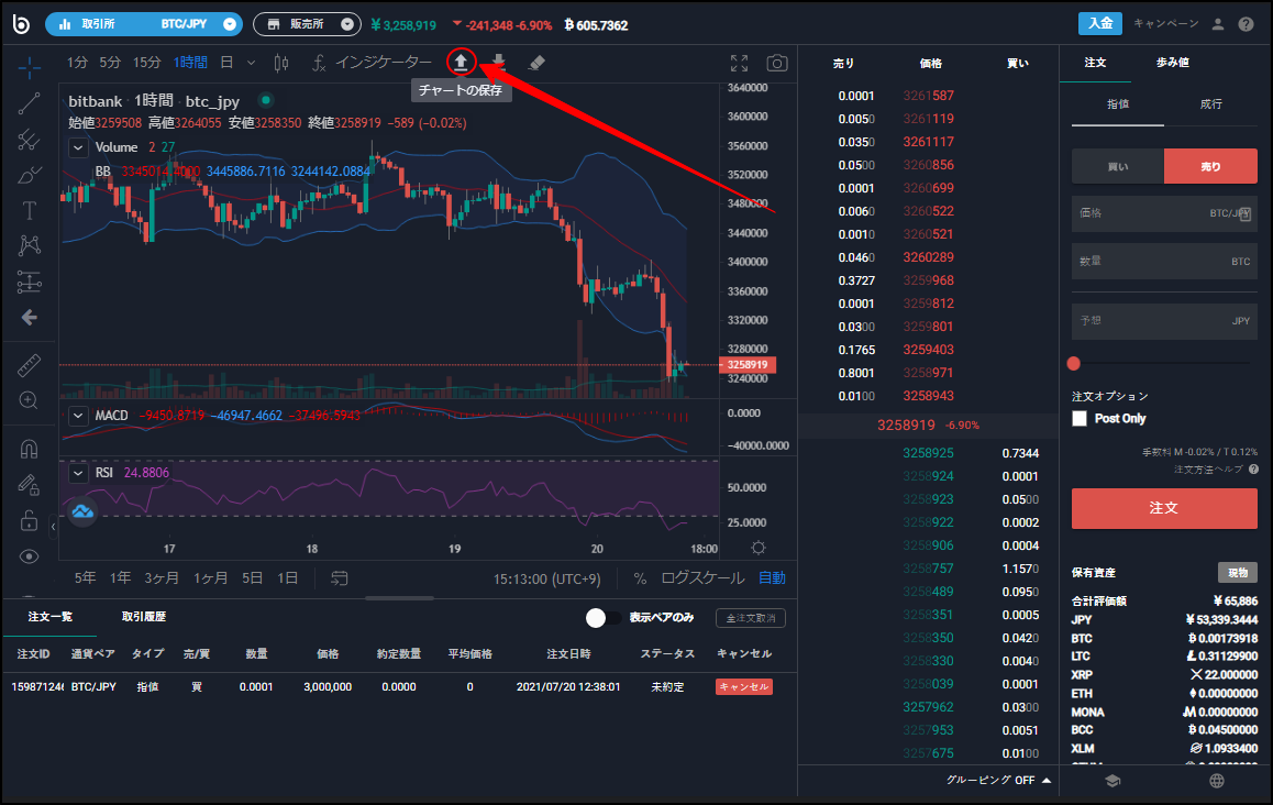 チャートを保存したい Bitbank Support