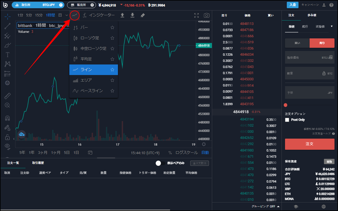 チャートの時間足や種類・色を変更したい（PC） – bitbank Support