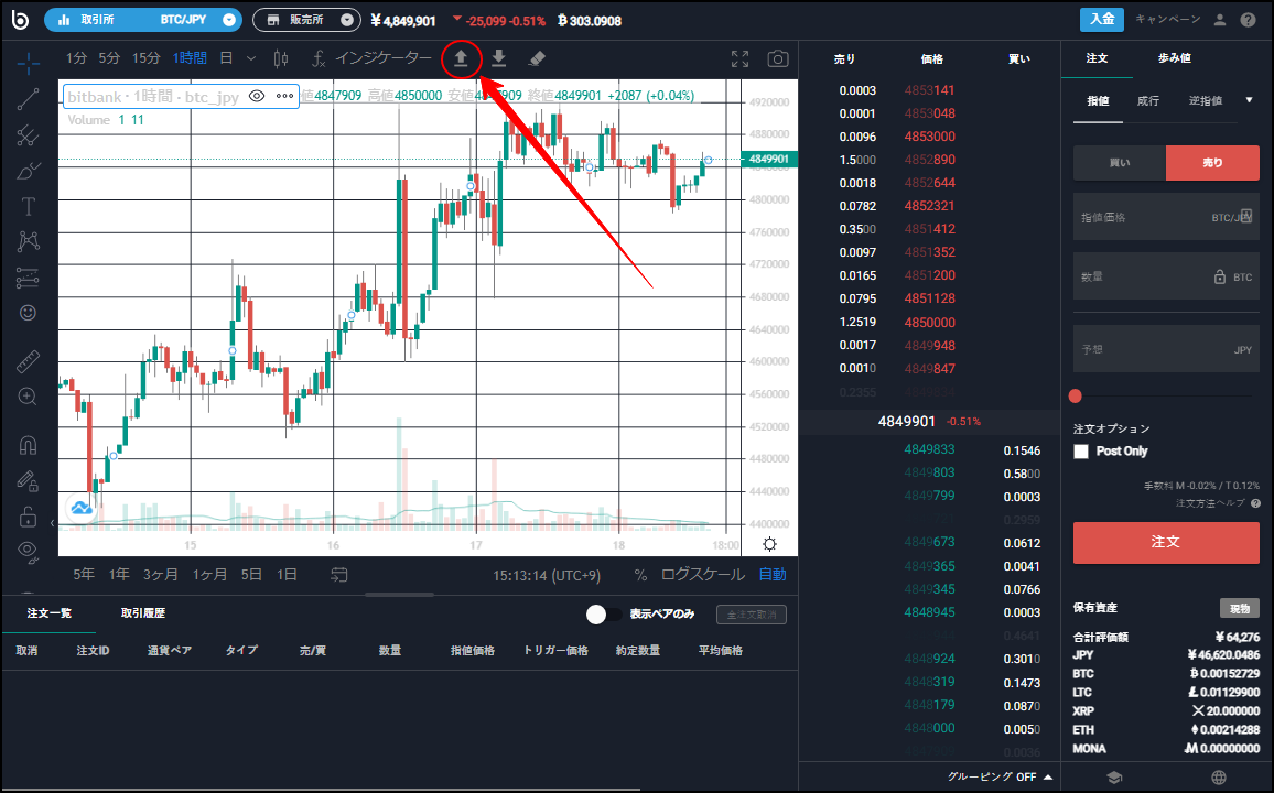 チャートの時間足や種類・色を変更したい（PC） – bitbank Support
